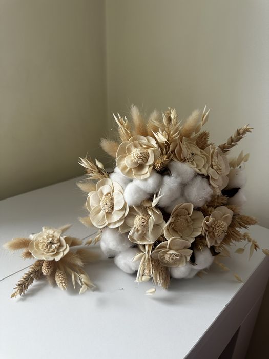 Весільний букет + бутоньєрка