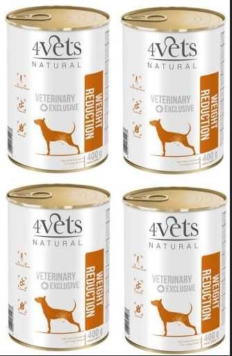 4VETS NATURAL strata wagi karma mokra dla psa 400g x 4 pycha!!!