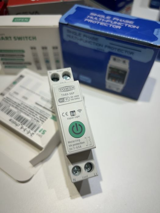 Смарт вимикач автомат томзн tomzn 63А ватметром реле напруги захист