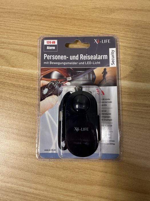 Alarm osobisty podróżny z czujnikiem ruchu (120dB, LED) X4-LIFE 3 szt.