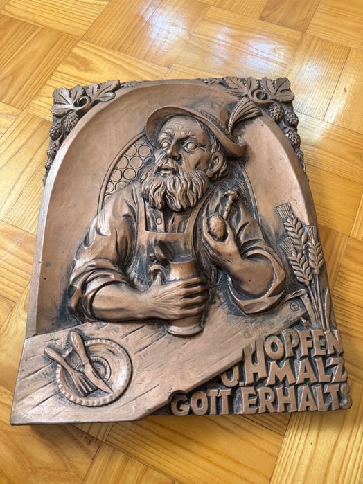 Stary obraz mosiądz brąz