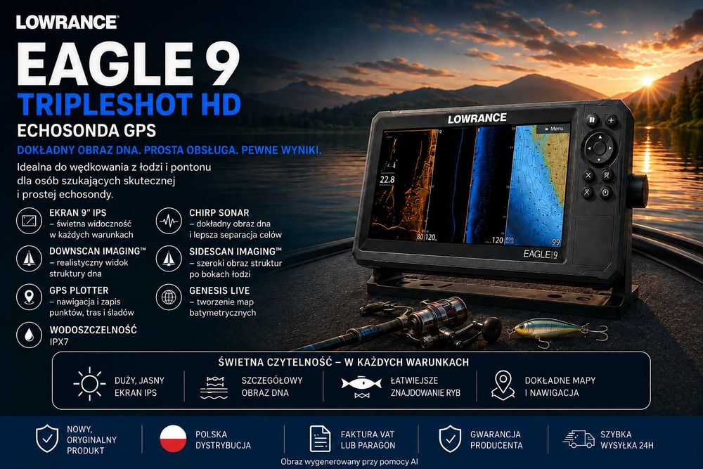 Lowrance Eagle 9 TripleShot HD – echosonda GPS + CHIRP + SideScan + DownScan Imaging™ + FishReveal™