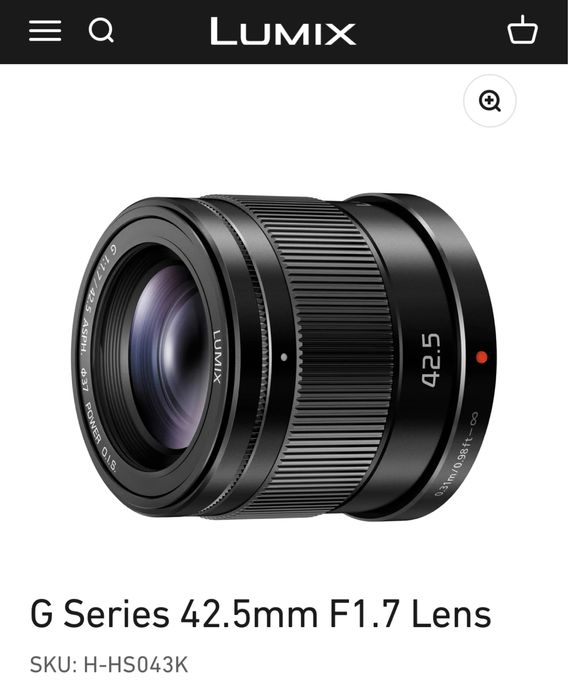 ОбʼЄктив Panasonix G Series 42.5mm F1.7 Lens