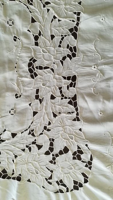 Toalha bordado da Madeira, original, branca, 2.50 x 1.73 m