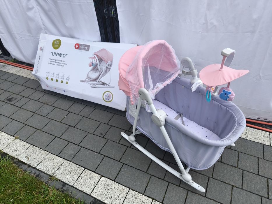 Leżaczek kinderkraft unimo pięć w jednym łóżeczko kołyska bujaczek i krzesełko w jednym