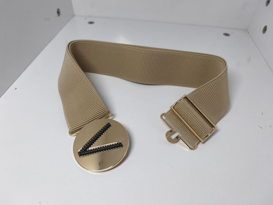Pasek Damski Beżowa Guma z Klamra V 5 Cm