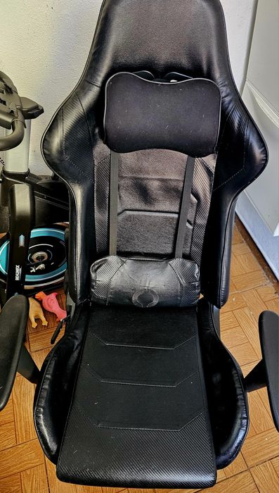 Cadeira gaming lovit wave blk edit couro + carbono pvc