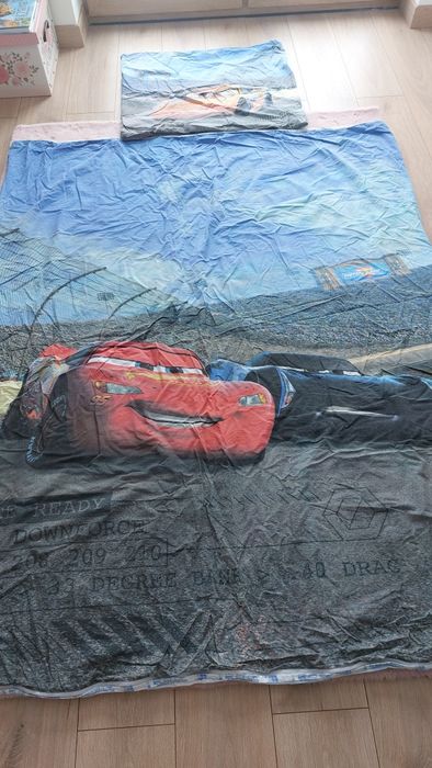 Pościel chłopięca 160x200 zygzak auta poszewka na kołdrę i poduszkę