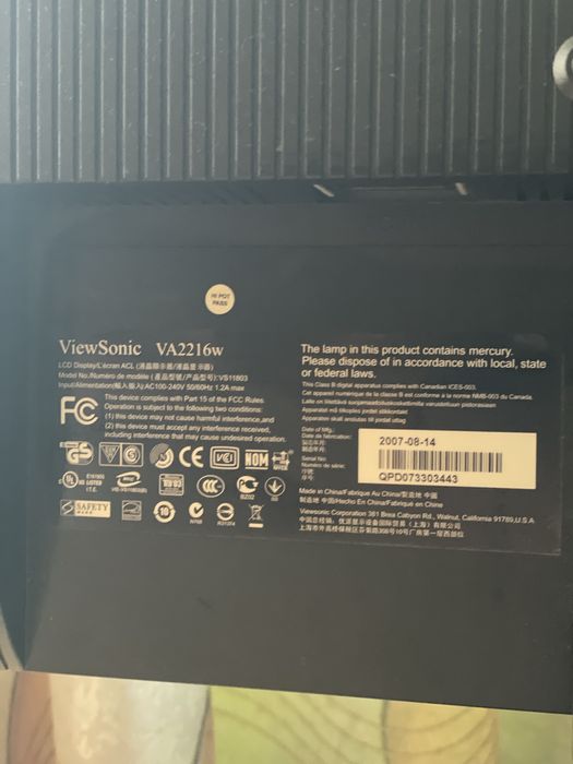 Монітор viewsonic va2016w-2 i блок Logic Power