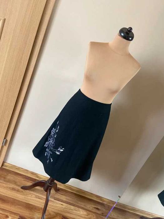 midi trapez wool welna 40 42 +size haft spodnica