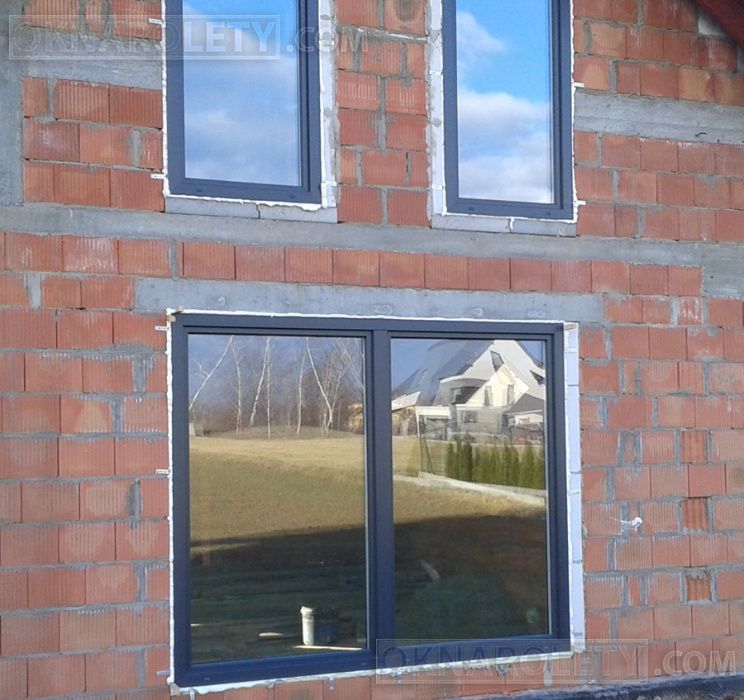 Okno PCV PCW Antracyt Orzech Złoty dąb Mahoń 180x120 Kielce