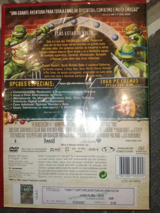 Dvd TMNT Tartarugas Ninja