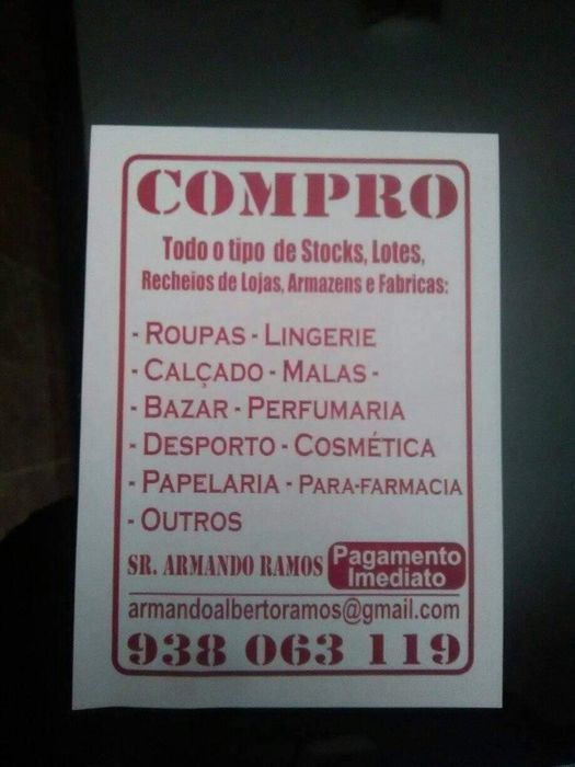 Avaliamos lotes roupa, calçado e outros