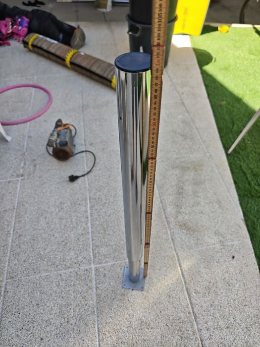 Pé de Mesa / Bancada Telescópico em Inox Cromado (Ajustável ~1m)