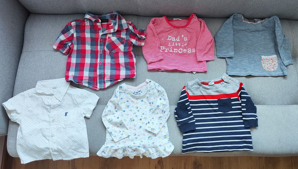 Zestaw 4x long sleeve + 2x koszula niemowlęca 3-6m-c, r. 68