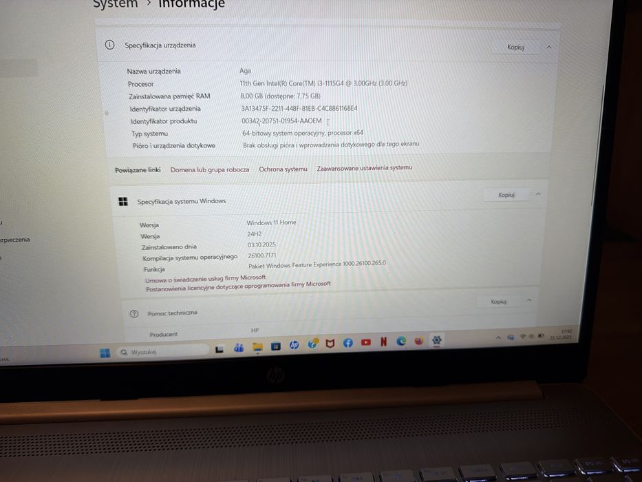 Laptop HP 15-dw3123nw – jak nowy