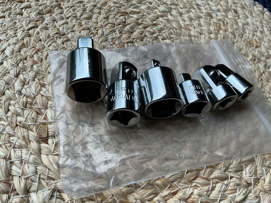 Набір 6шт адаптерів перехідників 1/2 3/8 1/4 подовжувач crome-vanadium
