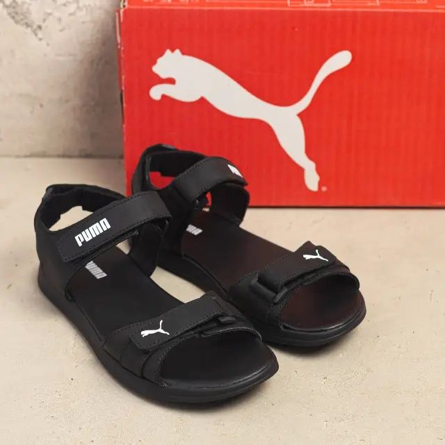 Чоловічі шкіряні босоніжки Puma Black  чорні