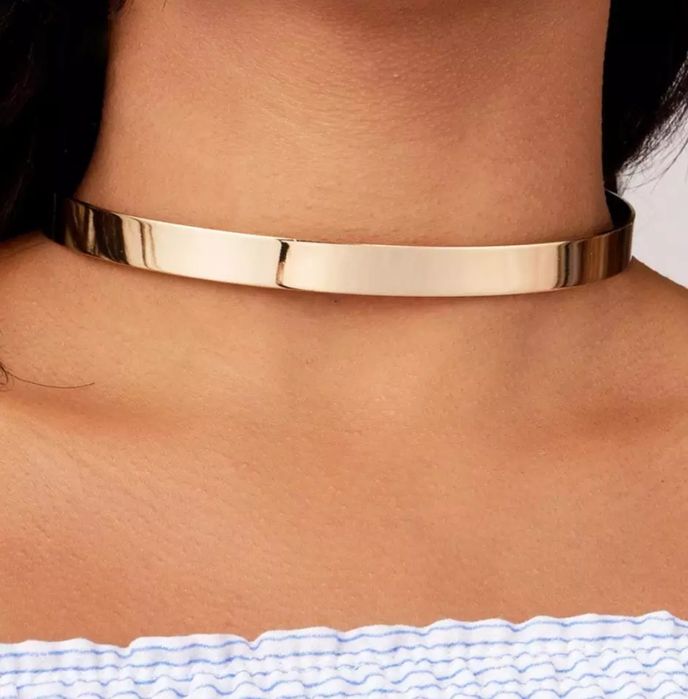 Металлическое золотистое ожерелье, колье, украшение на шею, чокер.