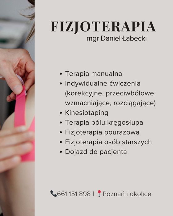 Fizjoterapia / Masaż - Plewiska / Dojazd Poznań + okolice