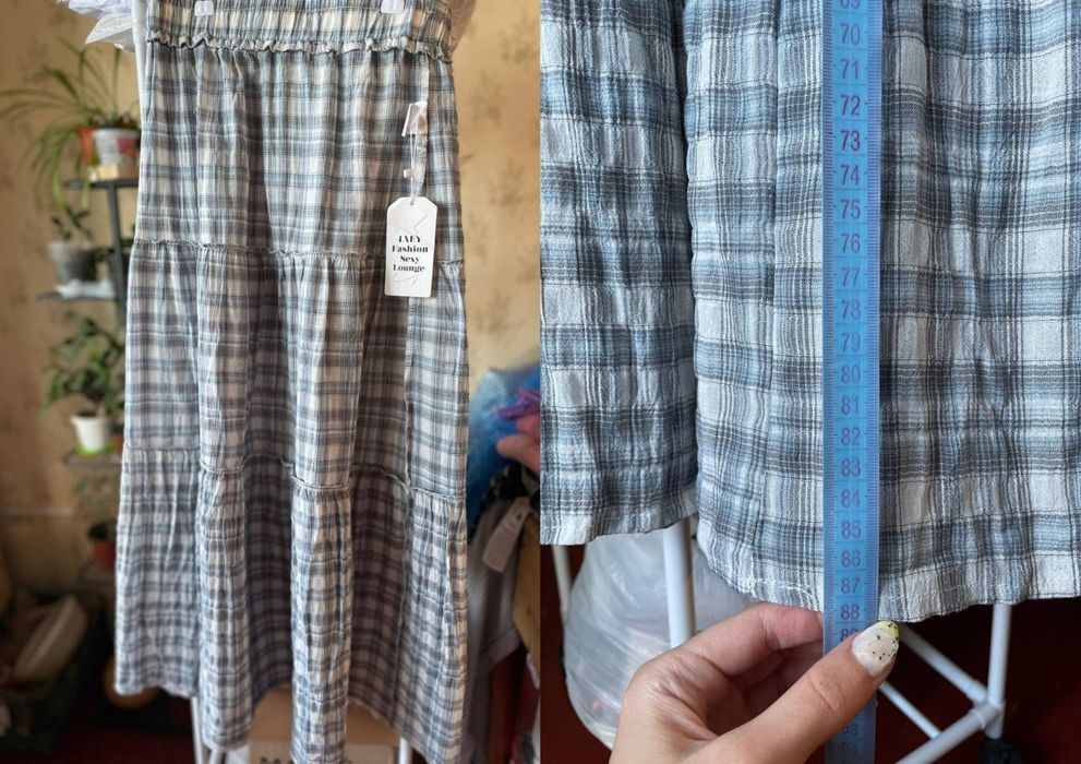 Довга спідниця у клітинку юбка у клітинкуз легкої тканини