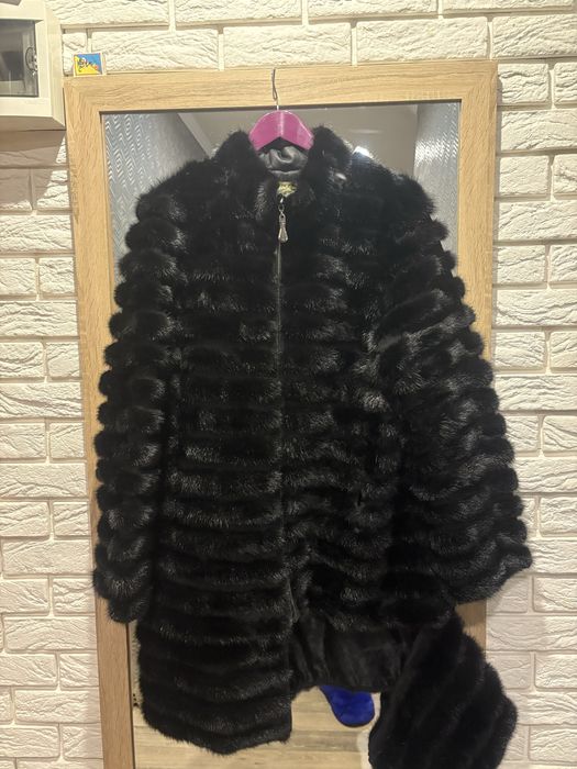 Норковая шуба с хвостов на натурально замше