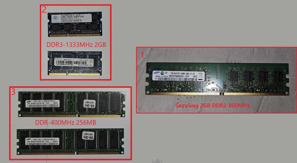 Стара оперативна пам'ять DDR, DDR2 Samsung, DDR3
