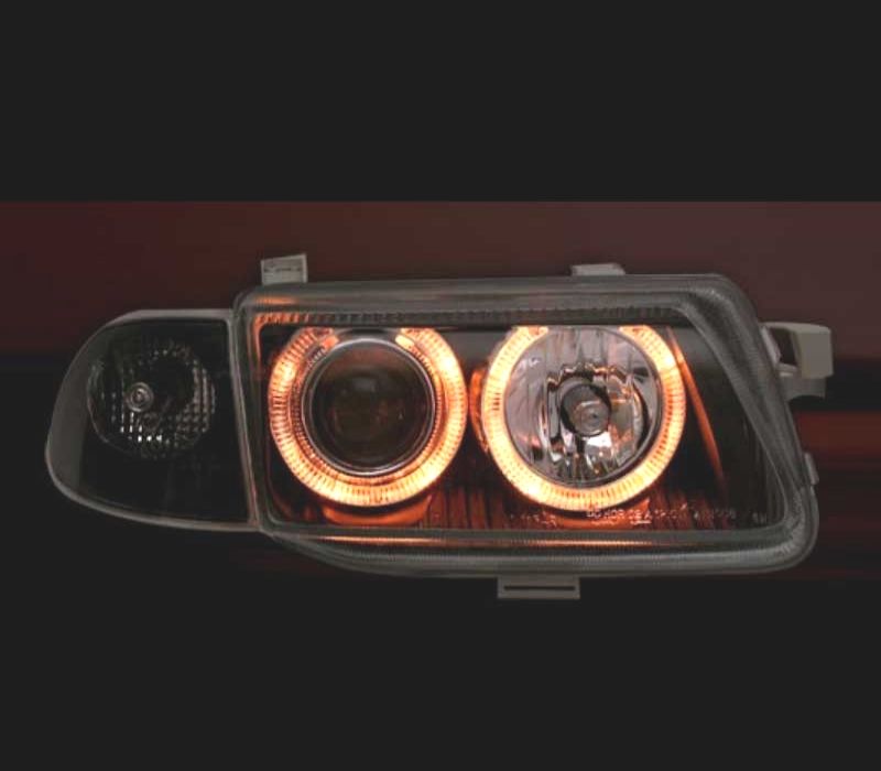 FARÓIS OPEL ASTRA F 94-98 ANGEL EYES FUNDO PRETO H1-H7