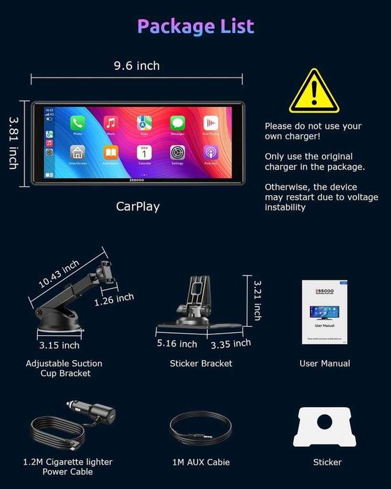 Bezprzewodowy ekran  carplay ESSGOO TS0001