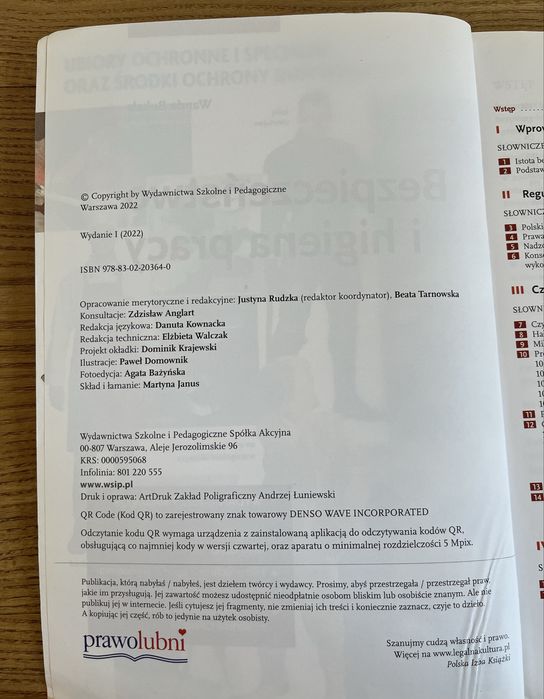Książka „ Bezpieczeństwo i higiena pracy”