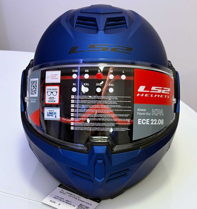 Capacete NOVO Modular 180° LS2 Advant Blue Matt (27% DESCONTO) Tam S
