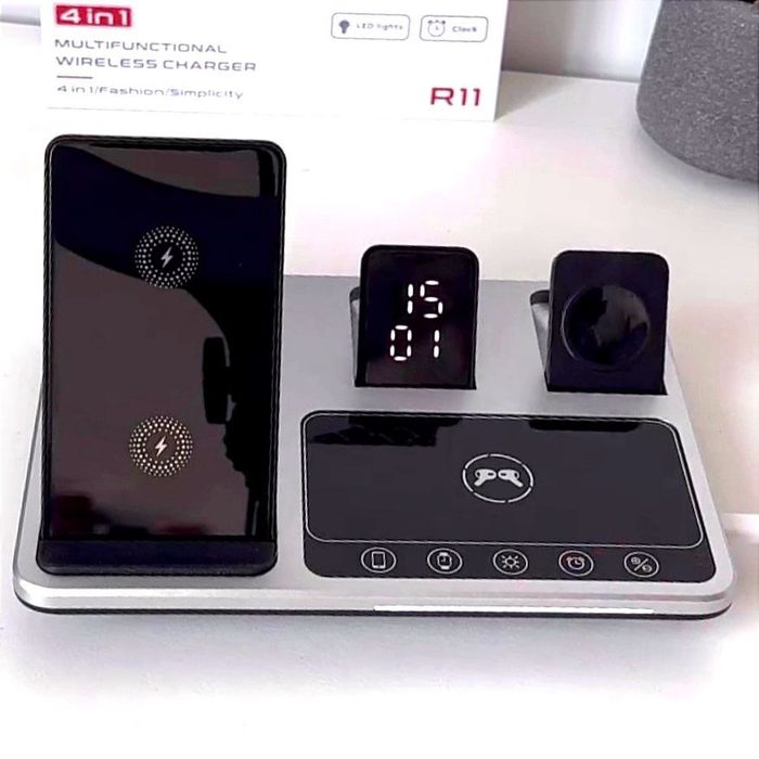 Бездротова Зарядка 4in1 Док-станція для iPhone + iWatch + Airpods