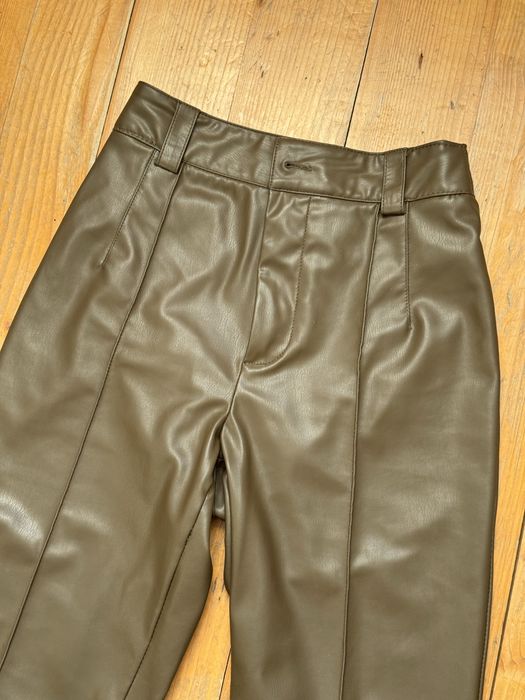 Шкіряні коричневі штани Zara, розмір S