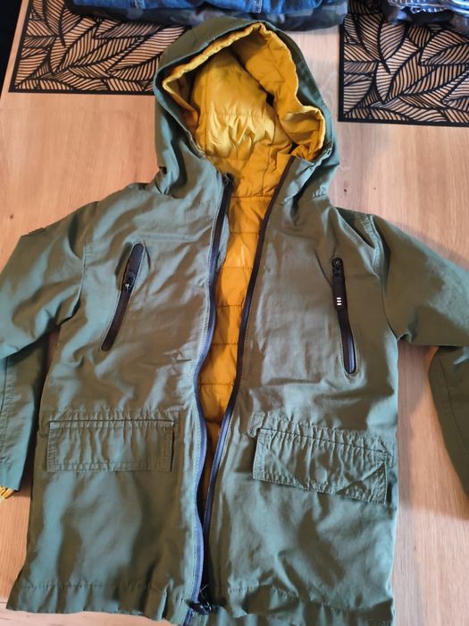 Kurtka Parka przejściowa  Cool Club 2 w 1 khaki i musztadowa rozmiar 116