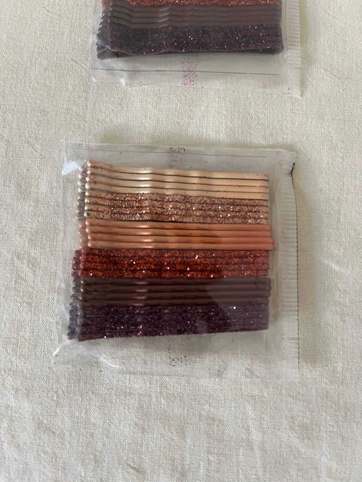 Ganchos de cabelo rosa-dourado e castanho – 2 pacotes