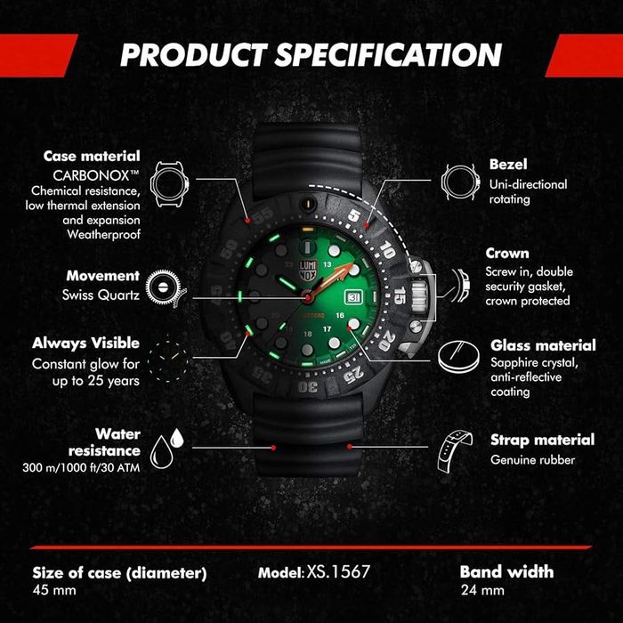 Luminox XS.1567 Scott Cassell Deep Dive 1550 SAPPHIRE 45 mm. 300 MT.