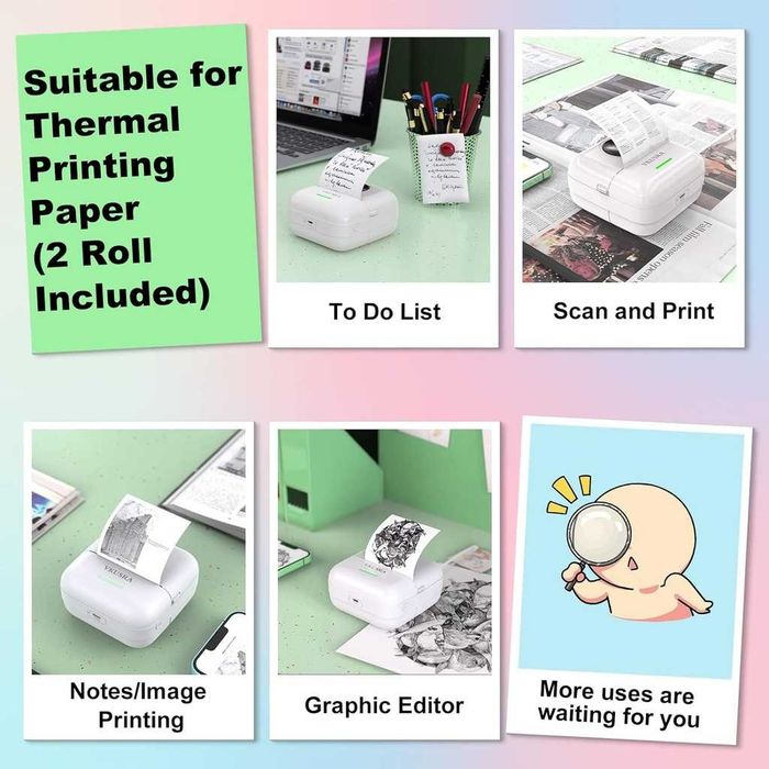 Mini drukarka do smartfona mobilna kieszonkowa drukarka termiczna