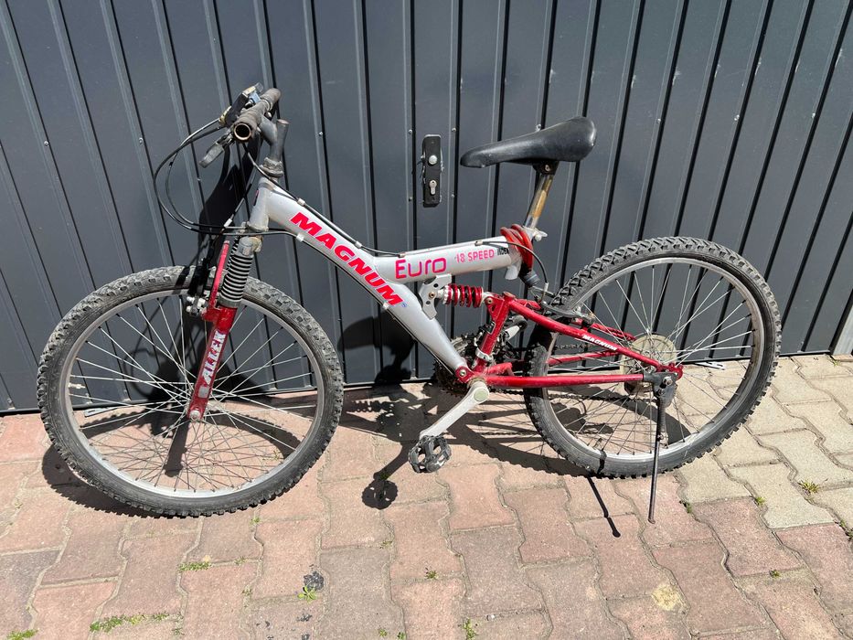 rower górski 24" przerzutki amortyzatory tył przód stopka
