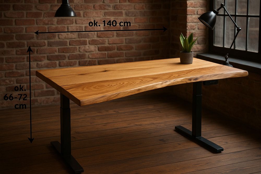 Blat dębowy 140x66-72 na biurko ławę Live Edge