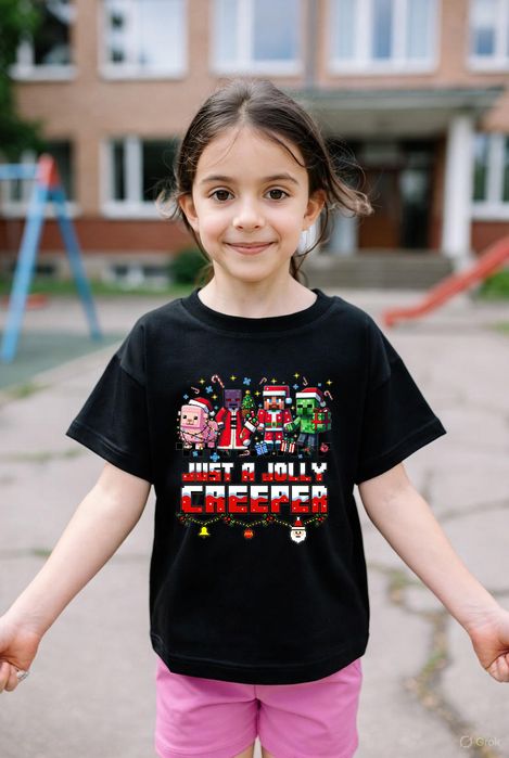 Koszulka dziecięca czarna świąteczny minecraft prezent święta 116