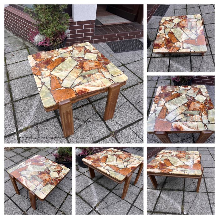 Stolik kawowy onyks, lata 80-te.