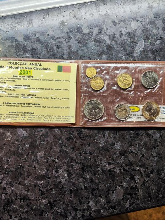 Coleção de 7 moedas não circuladas ano 2001