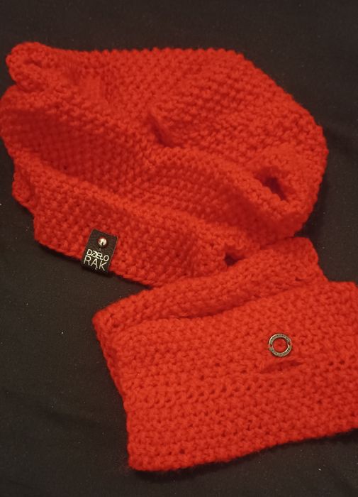 Komin + mitenki z wełny ręcznie robione