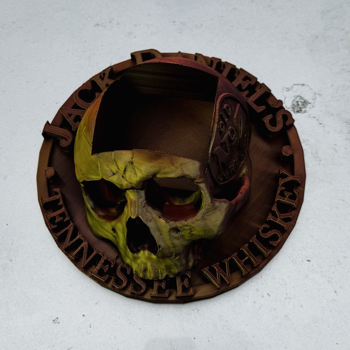 Stojak czaszka na butelkę Jack Daniels 0.7l / 1l -druk 3d kolor złoty