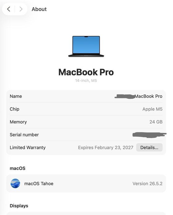 MacBook Pro 14" M5 24GB/1TB | 34 cykle | 100% bateria | Space Black | US | gwarancja Apple