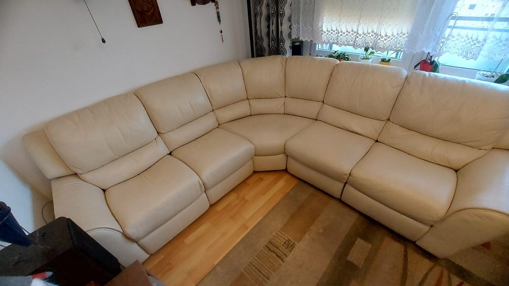 Narożnik skora naturalna, gruba,, skórzany, 2x relax, duzy.