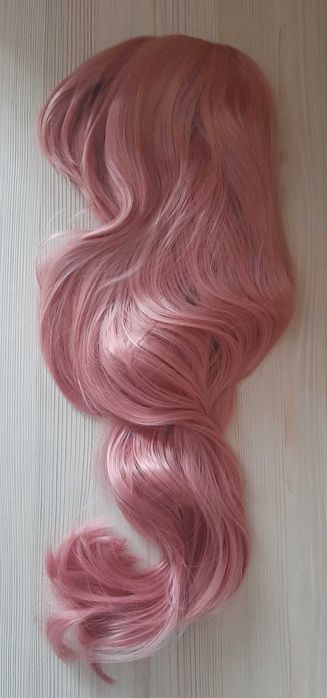 Парик каскад  розовый зеленый длинные волосы платиновый  блонд