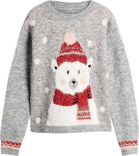 Сірий новорічний светр з ведемедиком- найкращий подарунок на Новий рік