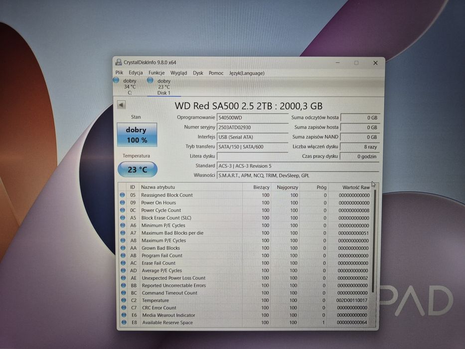 Dysk WD RED SSD 2 TB Sata SA500 2.5", Komis Jasło Czackiego