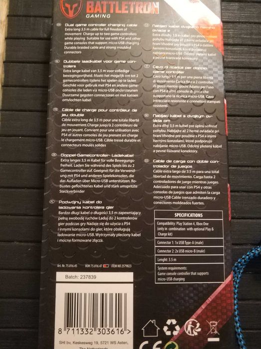 Kabel mikro USB Micro USB Przewód do Ładowania Padów Playstation 4 PS4